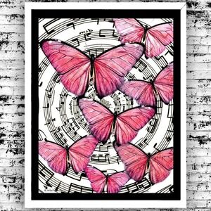 Pink Butterfly Music Kaleidoscope Art Print